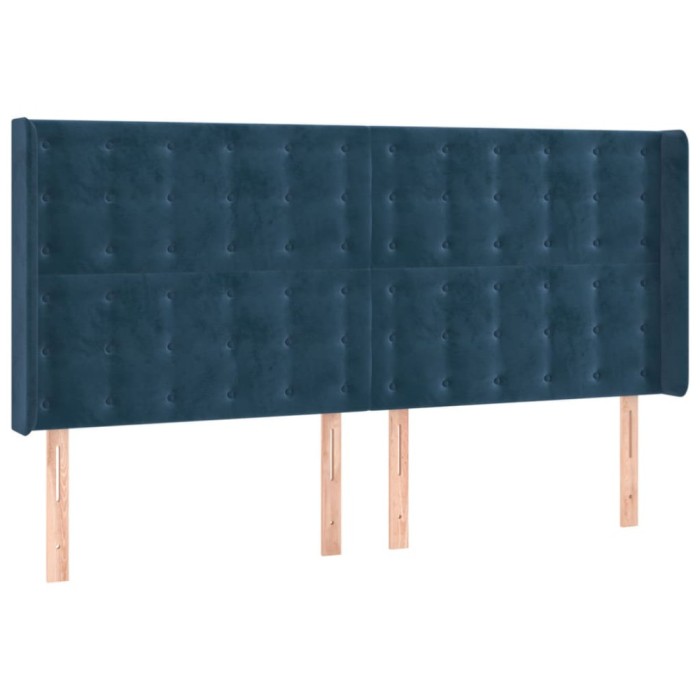 Tablie pat cu urechi albastru inchis 203x16x118/128 cm catifea