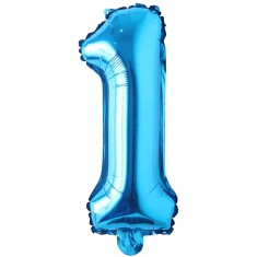 Balon din folie metalizata, Cifra 1, aniversare, 80 cm, Albastru