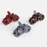Clame de par cu flori, Set 3 buc, 11 cm, Bordo/Gri/Maro, CMCLASS