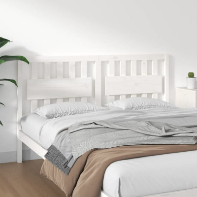 vidaXL Tăblie de pat, alb, 155,5x4x100 cm, lemn masiv de pin foto