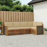 VidaXL Set canapea sectională exterior lemn masiv acacia natural rezistent intemperii confortabil cu perne confortabile gradina