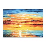 Tablou pictat manual, Peisaj marin cu veliere, 70x50cm ulei pe panza in cutit efect 3D, Spectaculos!