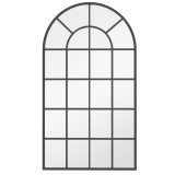 Oglindă arcuită pentru casă și birou cu suport de perete din sticlă groasă și metal, 62x2,5x110 cm, de culoare negru HOMCOM | Aosom Romania