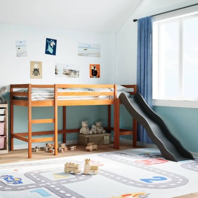 vidaXL Pat pentru copii fără saltea maro 90x200 cm lemn masiv pin foto