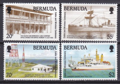 DB1 Comunicatii 1990 Bermuda 100 Ani Vapoare Cablu Submarin 4 v. MNH foto