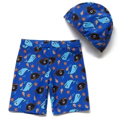 Pantaloni Scurti de Baie pentru Bebelusi, Slipi cu Protectie UPF 50+, Protectie Solara Completa, Albastru, Bonverano, 3-6 luni Albastru 62-68 CM