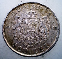 R.129 ROMANIA MIHAI I 200 LEI 1942 ARGINT foto