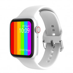 Smartwatch Techstar® W26+, Ecran Touch, IPS 1.75 inch HD, Bluetooth 4.2, Monitorizare Tensiune, Puls, Temperatura, Alb