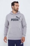 Puma bluză bărbați, culoarea gri, cu glugă, imprimeu 586687