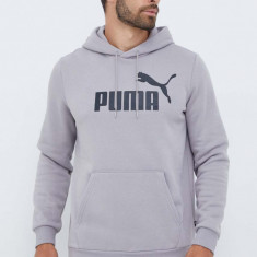 Puma bluză bărbați, culoarea gri, cu glugă, imprimeu 586687