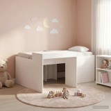 Cumpara ieftin Cadru de Pat Inalt pentru Copii cu Birou Alb 80 x 160 cm