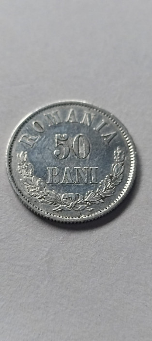 ROMANIA 50 Bani 1876 AUNC. Piesa superba, AUNC . Ft rara !! (2)