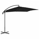 Umbrelă suspendată cu st&acirc;lp din oțel, negru, 250 x 250 cm, vidaXL