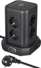 Prelungitor tip turn Brennenstuhl, 8 prize, 2 X USB A, 1 X USB-C, cablu 2m, pozitionare prize 45 ,