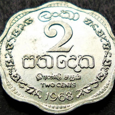 Moneda exotica 2 CENTI - CEYLON , anul 1968 * cod 1798 B = excelenta