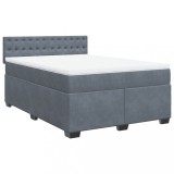 Cumpara ieftin Pat box spring cu saltea, gri inchis, 140x200 cm, catifea