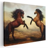 Tablou doi cai jucandu-se maro 2101 Tablou canvas pe panza CU RAMA 40x60 cm