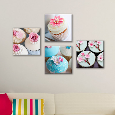 Set de 4 tablouri : Cupcakes foto
