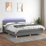 Cumpara ieftin Pat cu arcuri, saltea și LED, gri &icirc;nchis, 180x200 cm, textil