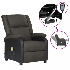 vidaXL Fotoliu masaj rabatabil electric, gri inchis, piele eco/textil foto