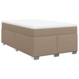 Cumpara ieftin Pat box spring cu saltea, cappuccino, 120x190cm piele ecologica