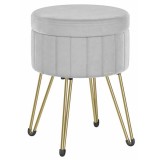 SONGMICS Taburet rotund cu spatiu de depozitare, tapiterie catifelata, 32x39x44 cm, gri Household NewTrend