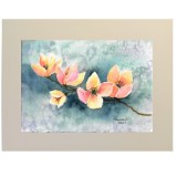 E13 Tablou cu doua fete, Ramuri inflorite si maci, 2021, acuarela, 30 x 40 cm, Flori, Impresionism, RavariuArt