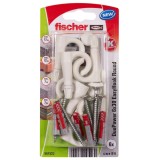 Diblu pentru agatari obiecte, din nylon, 8 x 40 mm, Fischer Duopower EasyHook Round 8 Washer, cu carlig ochi deschis, 5 x 80 mm,