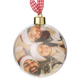 Glob Ornamental Crăciun, Transparent, Diametru 8cm, Plastic, Suport Poză, Oem