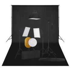 Set studio foto cu lumini softbox, fundal ?i reflector foto