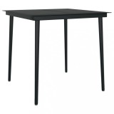 Cumpara ieftin Masa de bucatarie de gradina, negru, 80x80x74 cm, otel/sticla