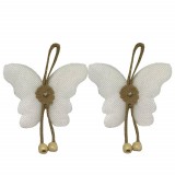 Set cordon de strangere Pufo Butterfly pentru draperie sau perdea cu magnet, 2 buc, alb