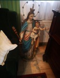 Cumpara ieftin Statueta din lemn Fecioara Maria cu Pruncul sec. XIX