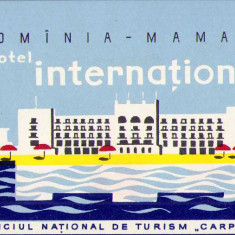 HST A161 Etichetă reclamă Hotel Internațional Mamaia RPR ONT Carpați comunistă