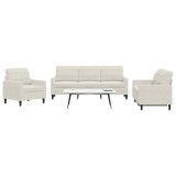 vidaXL Set de canapele cu perne, 3 piese, crem, catifea 3278359