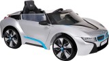 Masinuta Electrica Copii BMW I8 12V, Telecomanda, MP3, Lumini LED, &gt;3 Ani, Argintiu