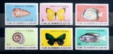 Cuba 1974 fluturi. Pești, moluște scoici fauna marina,pești mamifere marine,serie 6v. nestampilata