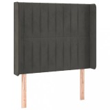 Cumpara ieftin Tablie de pat cu aripioare gri inchis 83x16x118/128 cm catifea