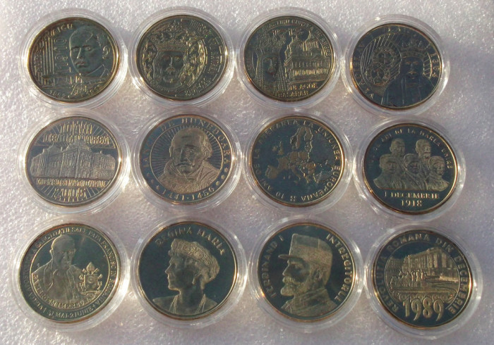 Set lot 12 x 50 Bani 2010 2011 2012 2014 2015 2016 2017 2018 2019 UNC in capsule