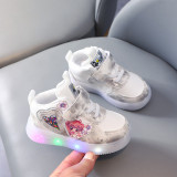 Adidasi albi cu argintiu cu luminite - Hearts (Marime Disponibila: Marimea 24), Superbaby