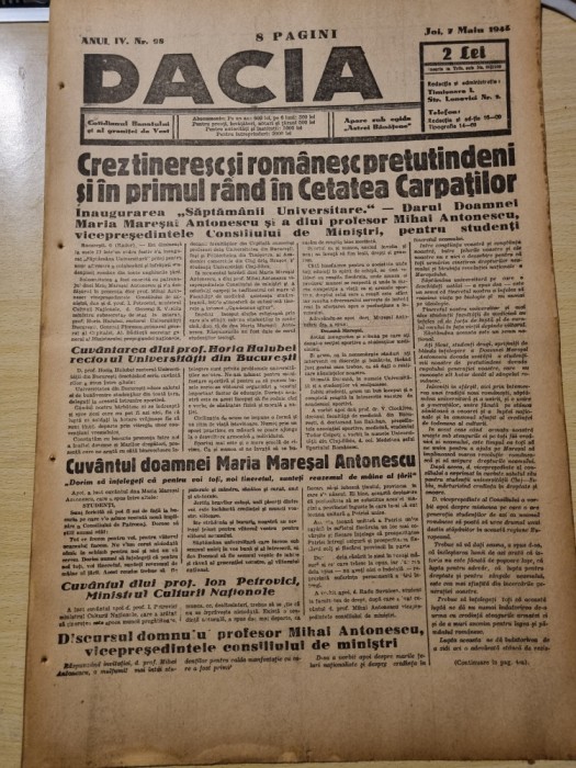 dacia 7 mai 1942-al 2 lea razboi mondial,4 ani de la moartea lui octavian goga