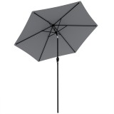 Outsunny Umbrelă de grădină exterioară rotundă 2 m, &icirc;nclinabilă la 30&deg;, manivelă, st&acirc;lp din aluminiu, țesătură 180 g/m&sup2;, anti-UV, Gri &Icirc;nchis | Aosom R