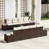 Set canapea de grădină cu 9 piese și perne, din rattan poly brown