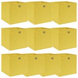 VidaXL Cutii depozitare, 10 buc., galben, 32x32x32 cm, textil