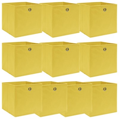 vidaXL Cutii depozitare, 10 buc., galben, 32x32x32 cm, textil foto