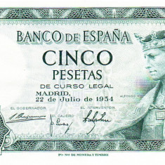 Spania 5 Pesetas 1954 P-146 Seria 0132979