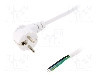 Cablu alimentare AC, 1.8m, 3 fire, culoare alb, cabluri, CEE 7/7 (E/F) &amp;#351;tecar in unghi, LIAN DUNG -