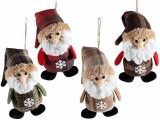 Set 4 ornamente brad Mos Craciun textil multicolor cm 8 x 5 x 16 H