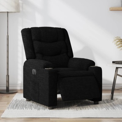 Gossi fotoliu rabatabil electric, negru, material textil foto