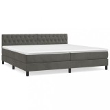 Cumpara ieftin Pat box spring cu saltea, gri inchis, 200x200 cm, catifea